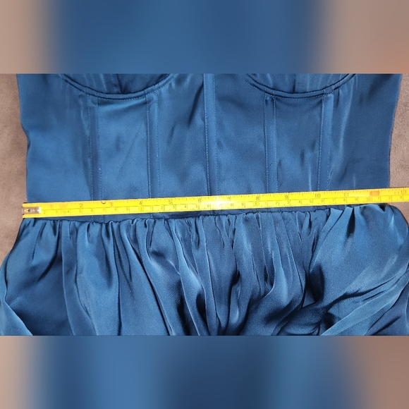 Altar'd State Small Blue Corset Satin Tiered Mini Melney Dress - Picture 11 of 17